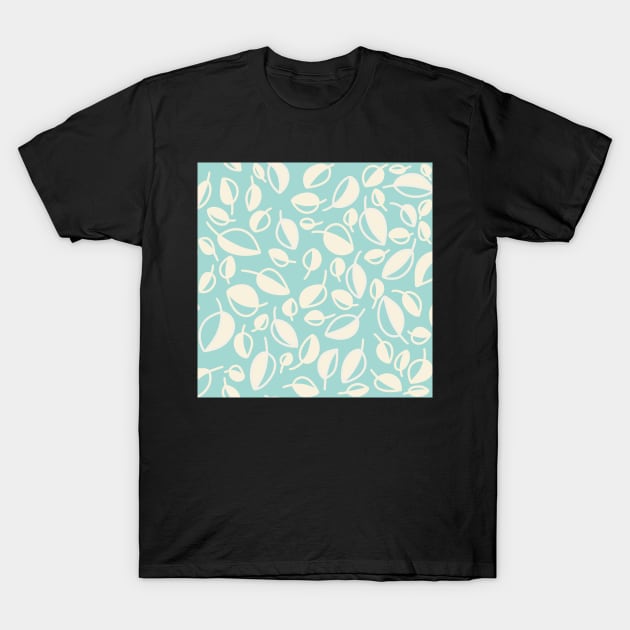 Simple Leaves on Blue T-Shirt by WalkSimplyArt